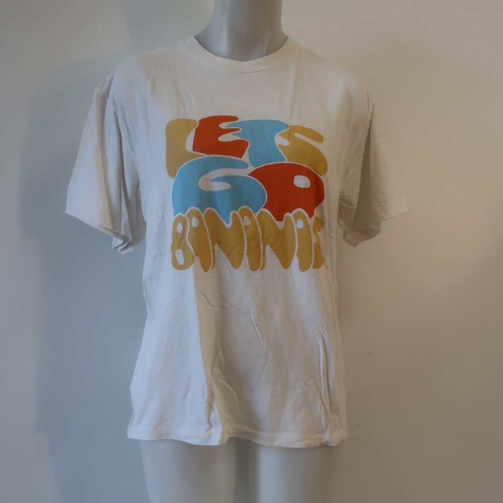 Re/Done White Short Sleeve Tee with Multi-Color Retro Graphic